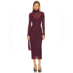 AFRM Shailene Rosette Long Sleeve Sheer Dress